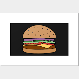 Hamburger Illustration Close Up Posters and Art